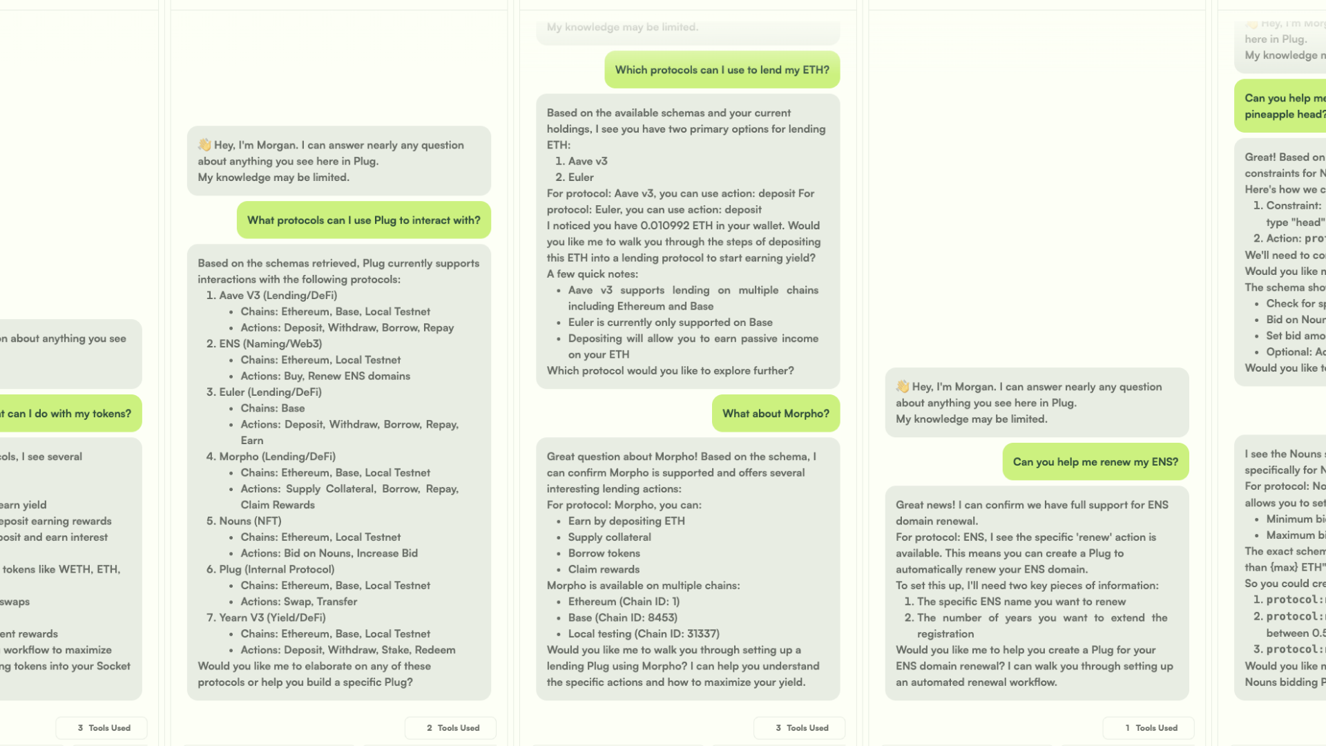 An example of Plug's chat interface in action